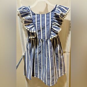 Striped Blue and White Kids Dress